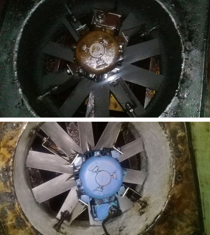 extraction fan before and after being cleaned